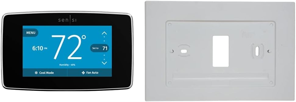 Sensi Touch Smart Thermostat by Emerson with Touchscreen Color Display, Programmable, Wi-Fi, Mobile App, Easy DIY, Data Privacy, Works with Alexa, Energy Star Certified, ST75 – Black, C-Wire Required