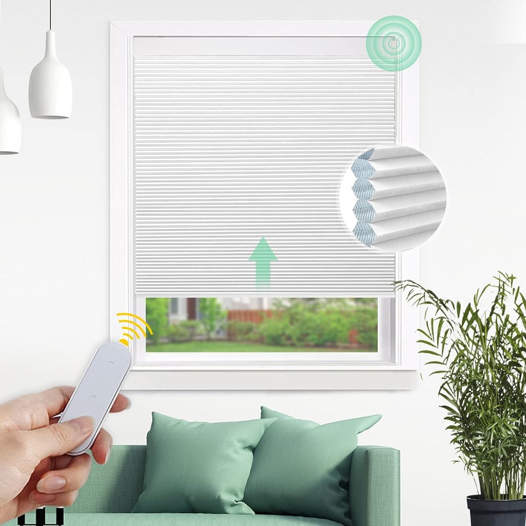 Allesin Motorized Cellular Shades for Window with Remote