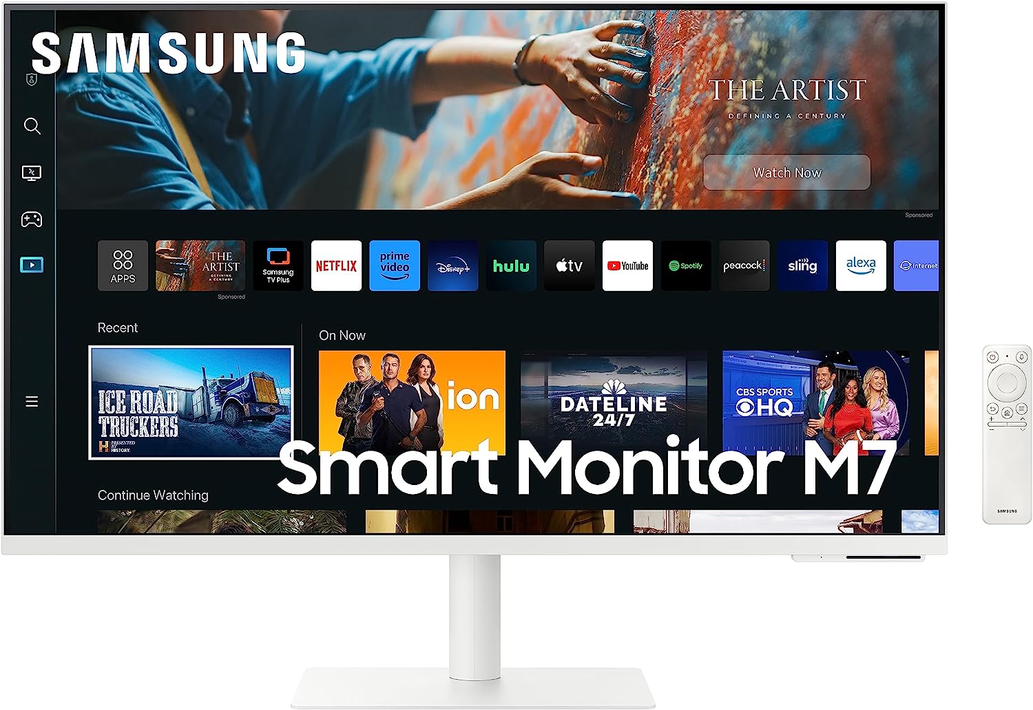 SAMSUNG 32" M70B Series 4K UHD USB-C Smart Monitor & Streaming TV, 4ms, 60Hz, HDR10, Wireless Display, Gaming and IoT Hubs, Alexa Built in, 2022, LS32BM702UNXGO, Black