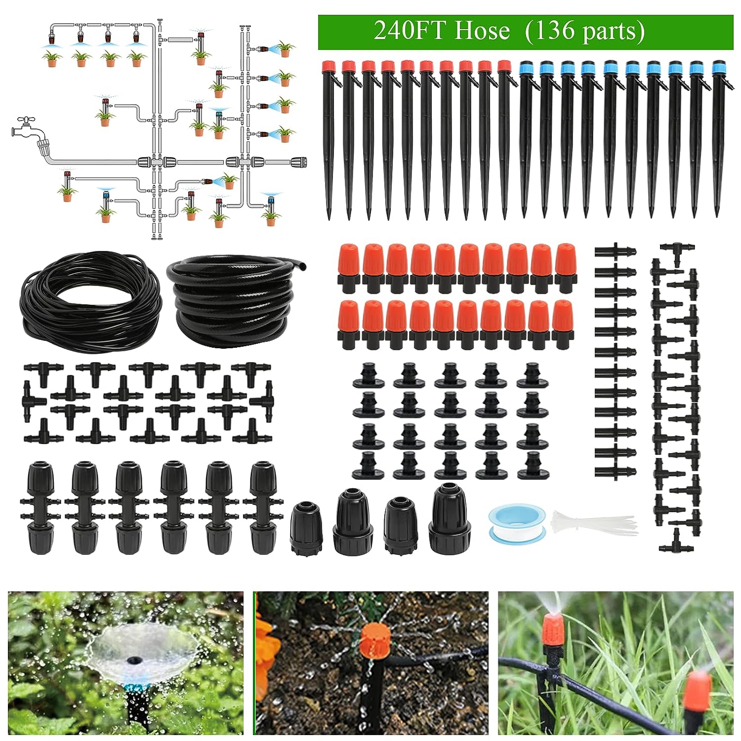 240FT Drip Irrigation System Kit