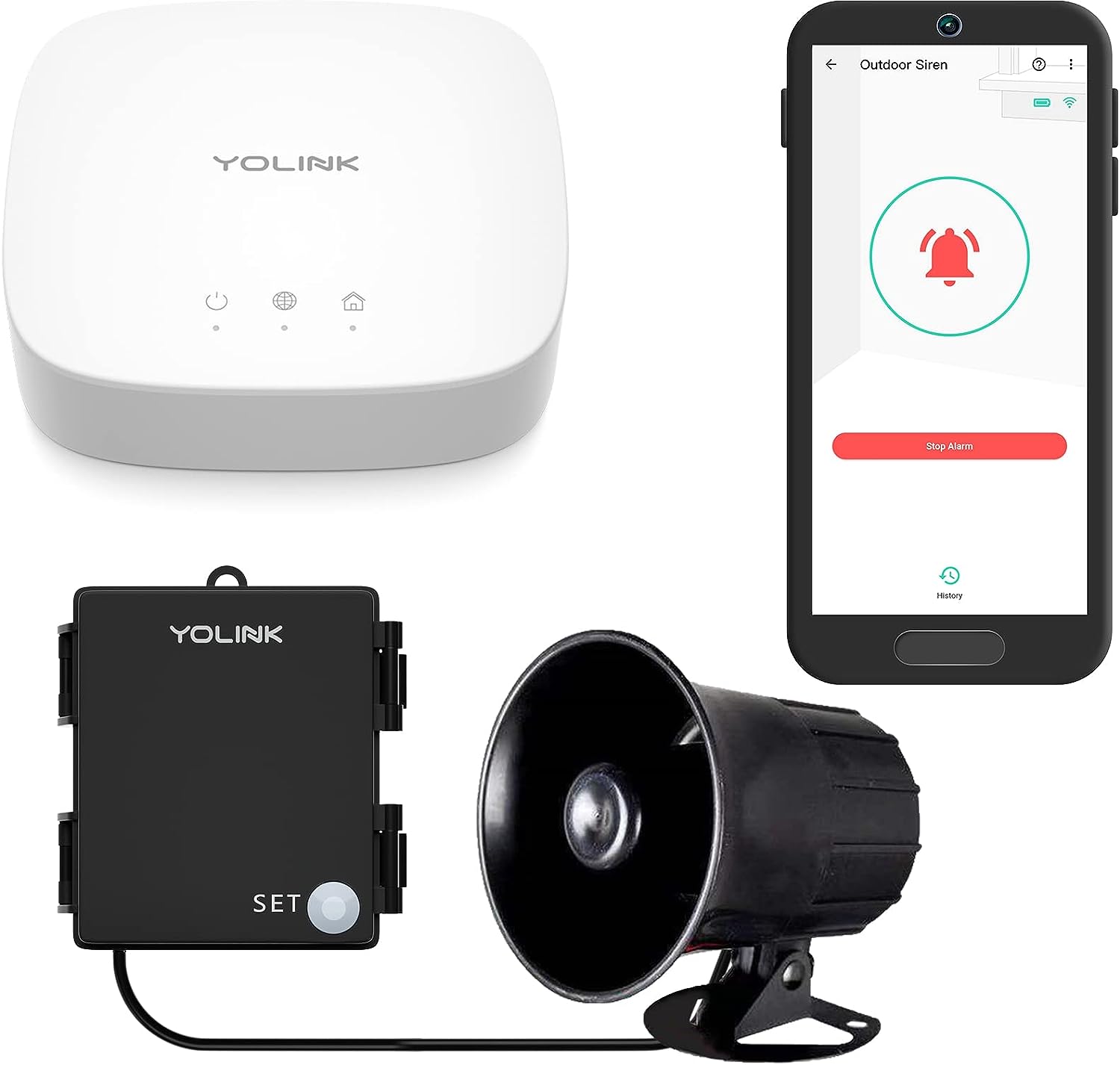 YoLink Hub and Outdoor Security Siren & Smart Alarm Controller Kit