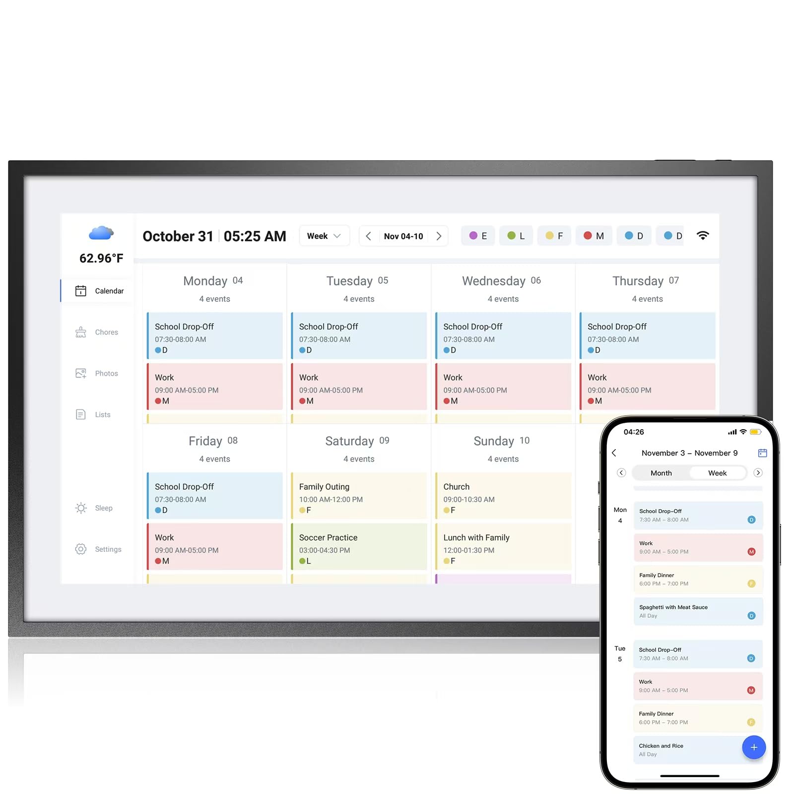 LOOFII 10.1 Inch Smart Digital Calendar Planner & Chore Chart