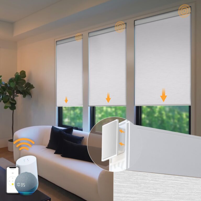 Motorized Blinds No Drill Automatic Blinds for Windows Cordless Roller Shades Electric Blinds with Remote Control Smart Blinds