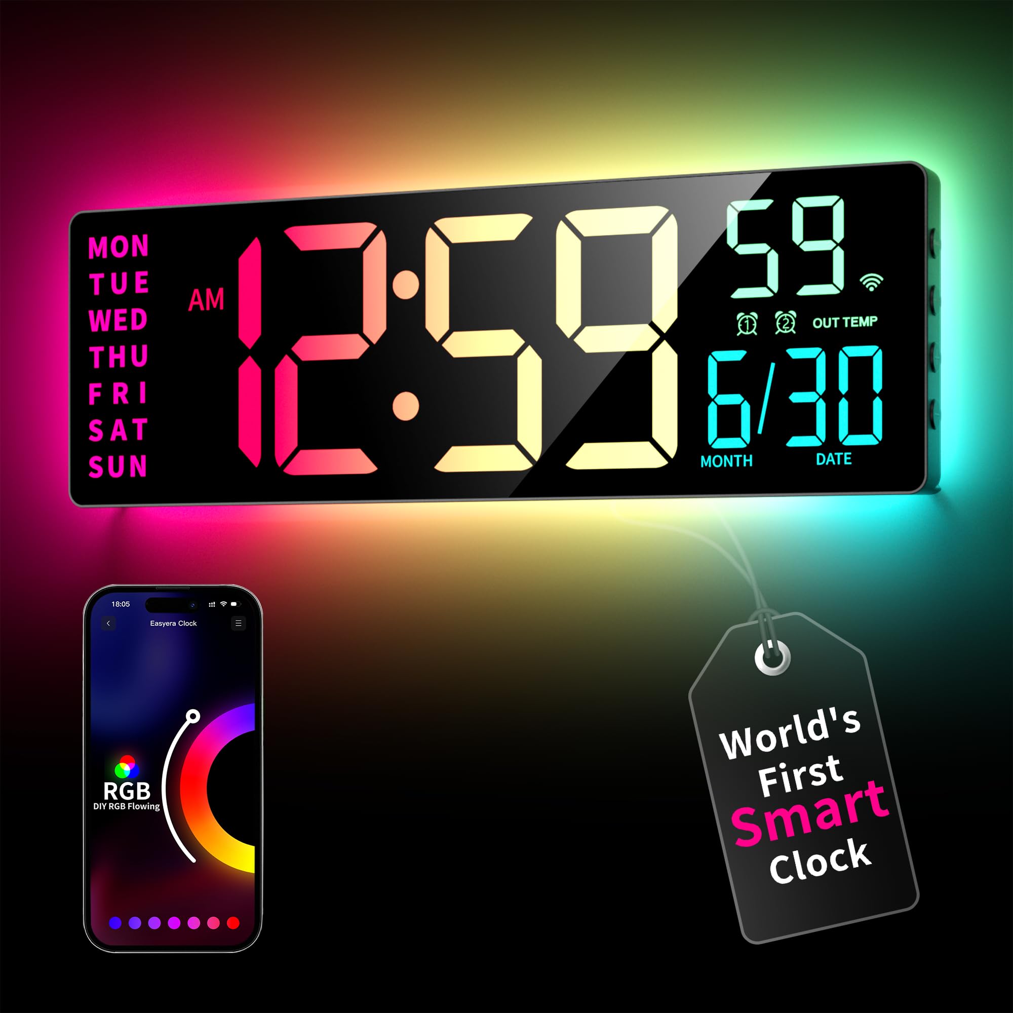 EASYERA Smart Digital Wall Clock