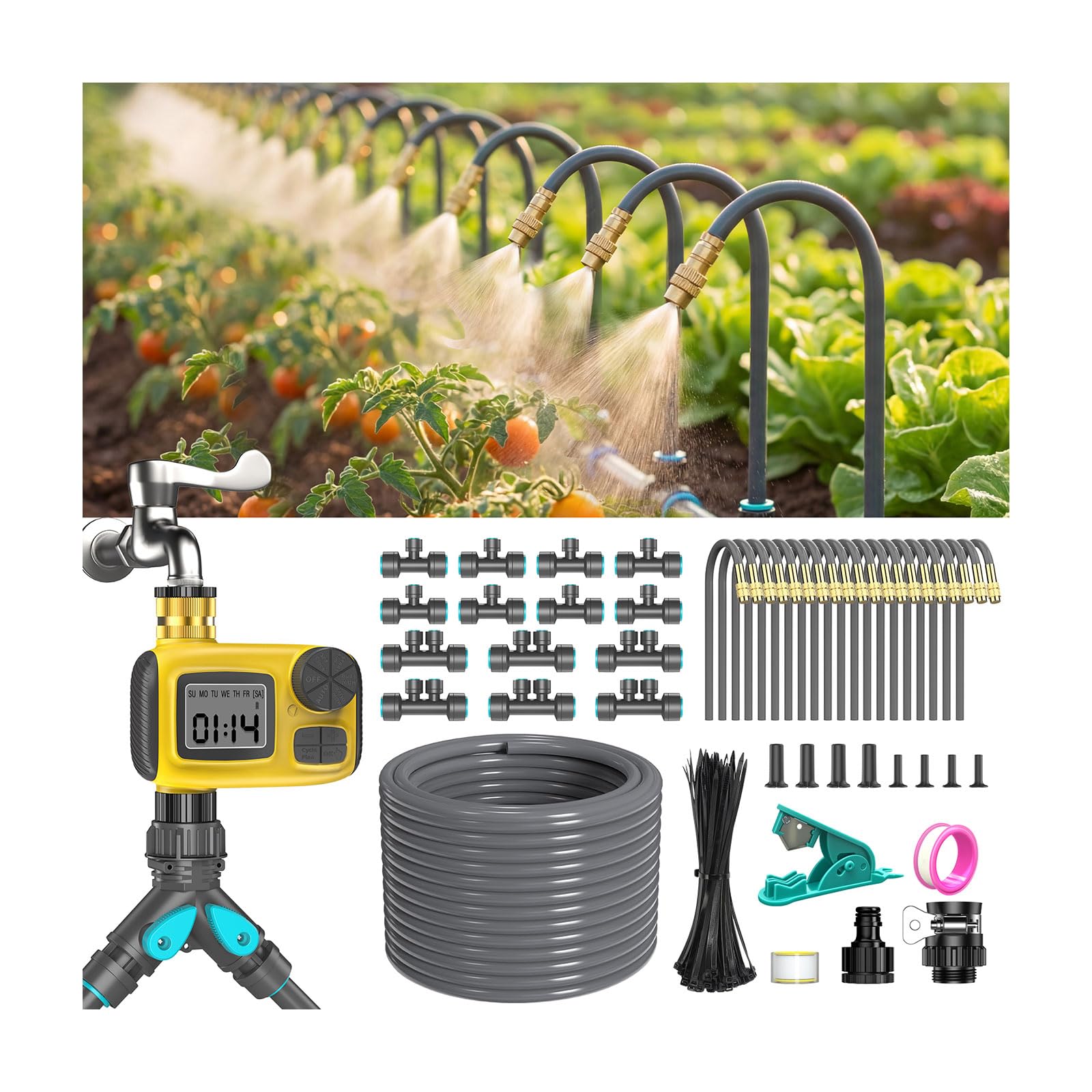 CyberOrd 98FT 1/2″ Drip Irrigation System Kit