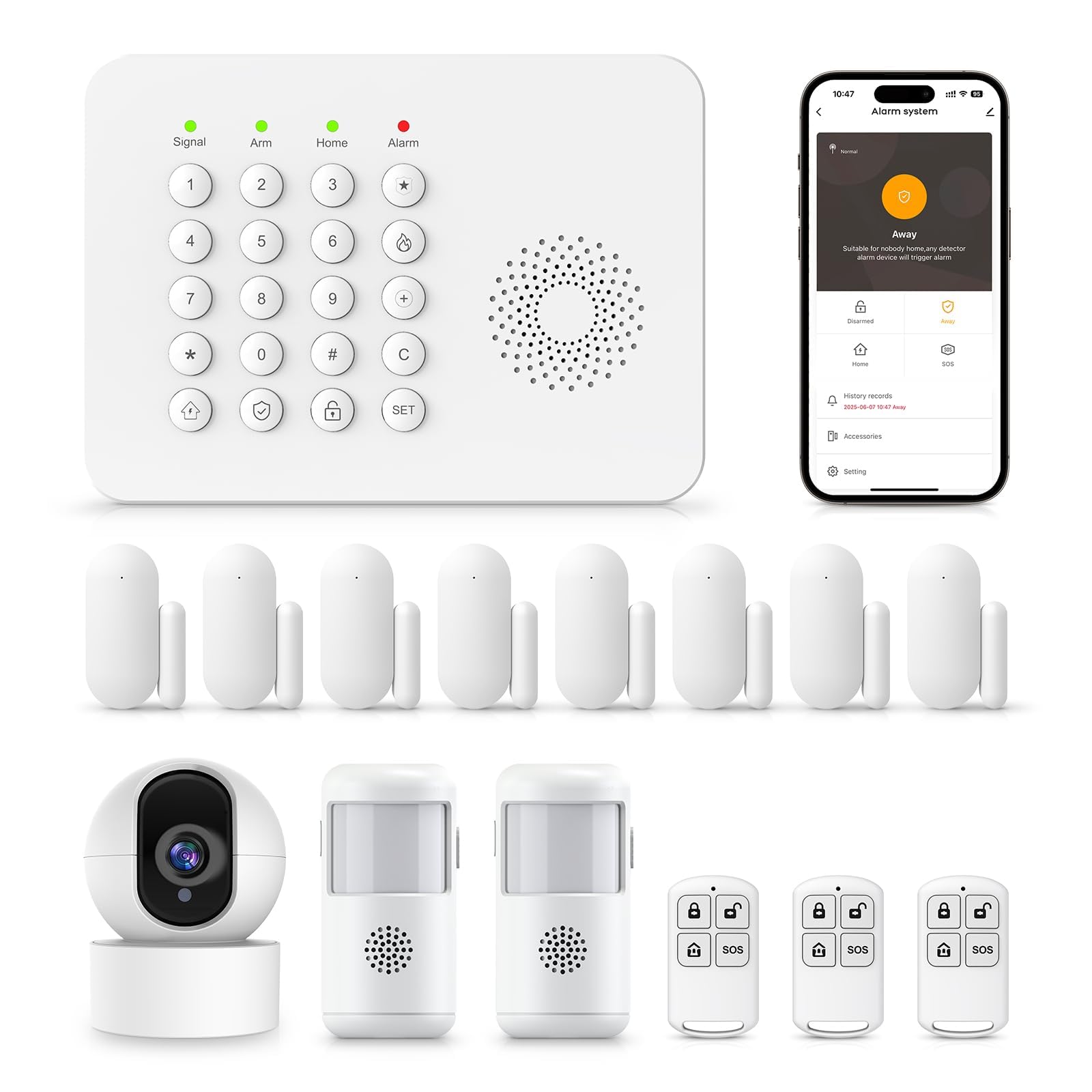 22Piece WiFi+GSM/4G with 2K HD Camera Wireless Home Alarm System Kit
