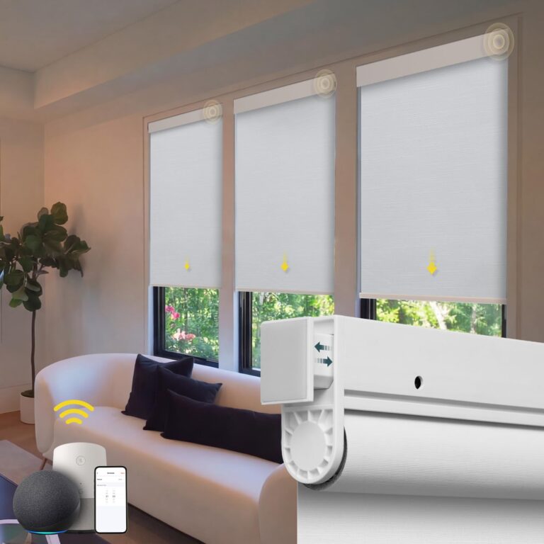 Motorized Blinds No Drill Automatic Blinds for Windows Cordless Roller Shades Electric Blinds with Remote Control Smart Blinds