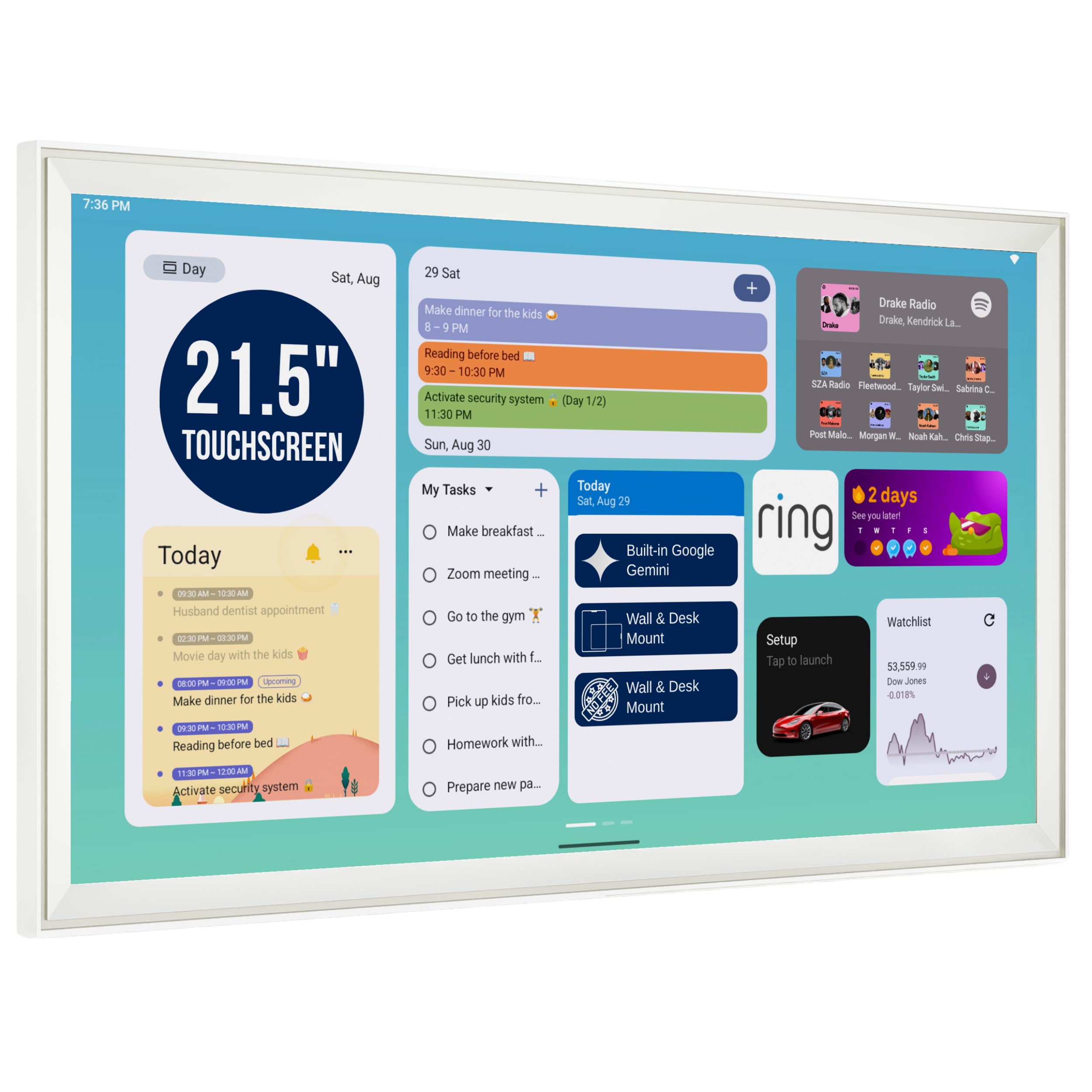 21.5″ Smart Hub Digital Calendar Touch Screen