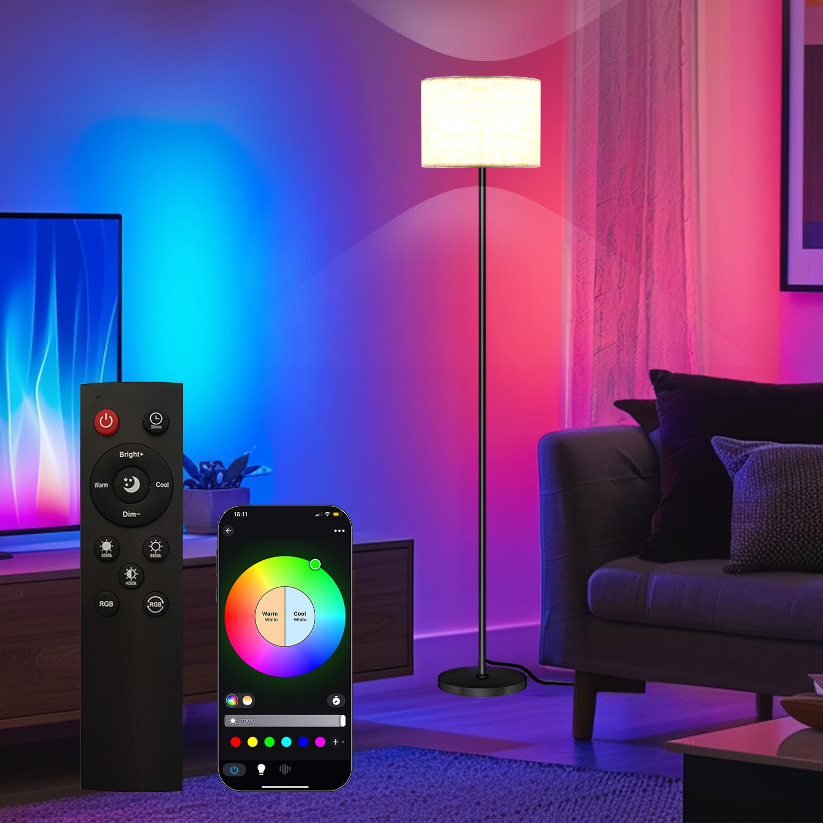 Qaubauyt Smart LED Floor Lamp